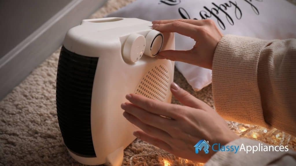 electric heater woman using winter